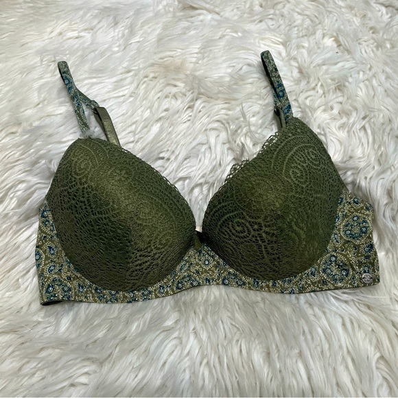 Lucky Brand Other - Lucky Brand Olive Green Lace & Paisley Lightly Padded Bra Underwire